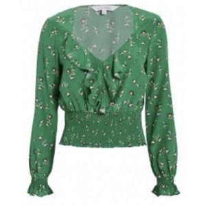 INTERMIX Silk Freda Printed Top Size Large Green NEW